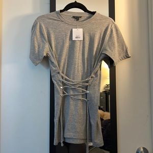 Topshop Corset detail front tie T-shirt size 2 new with tags never worn